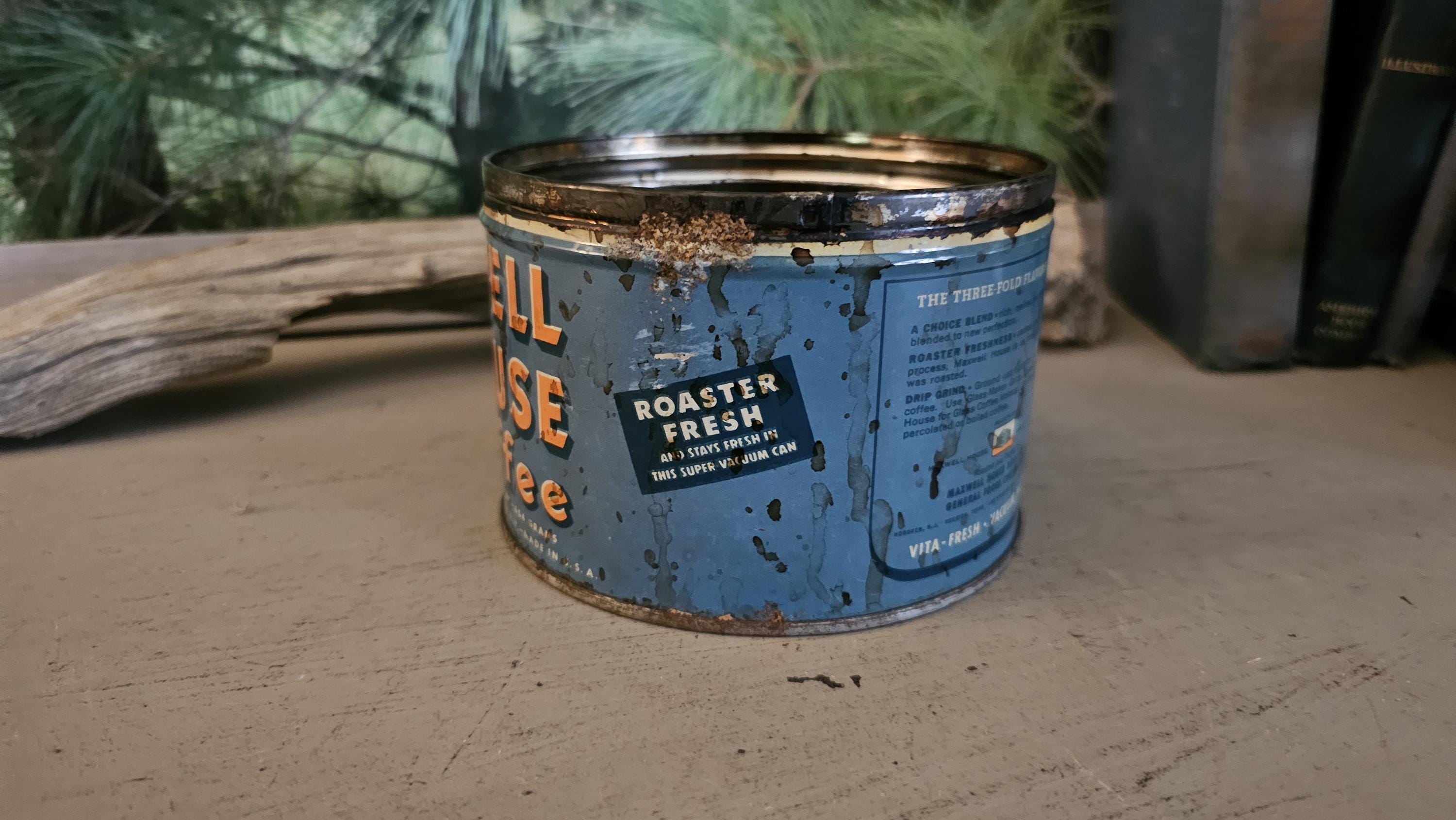 1940s Maxwell House Coffee Can No Lid Antique Coffee Advertising