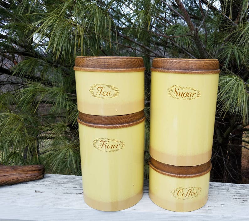 Burlington Crafts Canister Set – Harvest Gold Kitchen Storage, MCM Decor, USA image 5