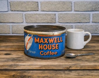 Maxwell House Lipton ヴィンテージ缶 2個セット 1940s Maxwell House Coffee Can 1 Lb With Lid Antique Coffee