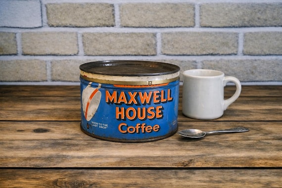 1940s Maxwell House Coffee Can 1 Lb With Lid Antique Coffee