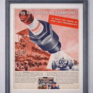 Original 1960 Champion Spark Plug Advertisement - Etsy