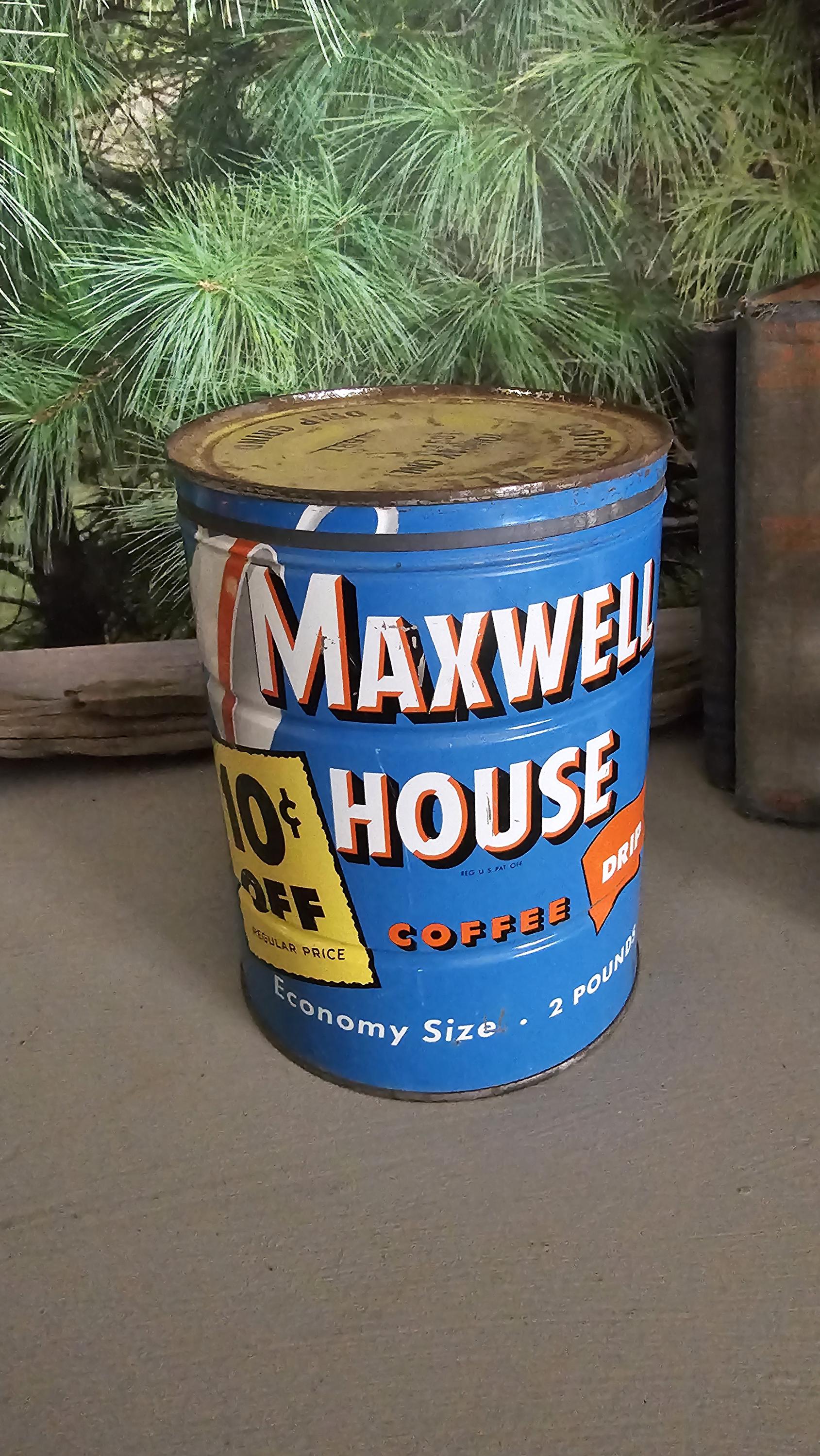 ビンテージ缶＊MAXWELL HOUSE Coffee Vintage Maxwell House Coffee Can: 1940s Advertising, Farmhouse