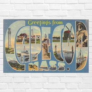 Download digitale Grandi lettere Saluti da CAPE COD MASS Cartolina / Cartolina digitale Art
