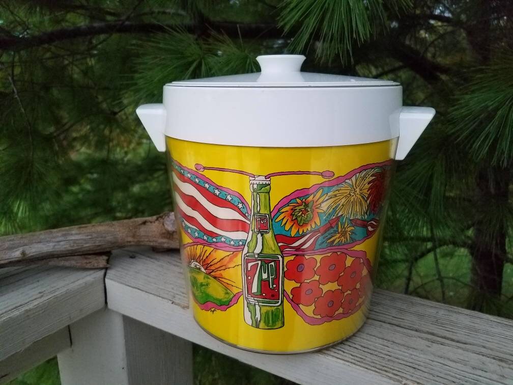 Vintage 1960's PSYCHEDELIC 7UP Ice Bucket Pat Dypold Pop Art Peter