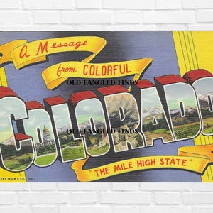Carte postale en lin A Message from COLORADO COLORADO des années 1930 en téléchargement numérique Curt Teich 5,5 pouces X 3,5 pouces