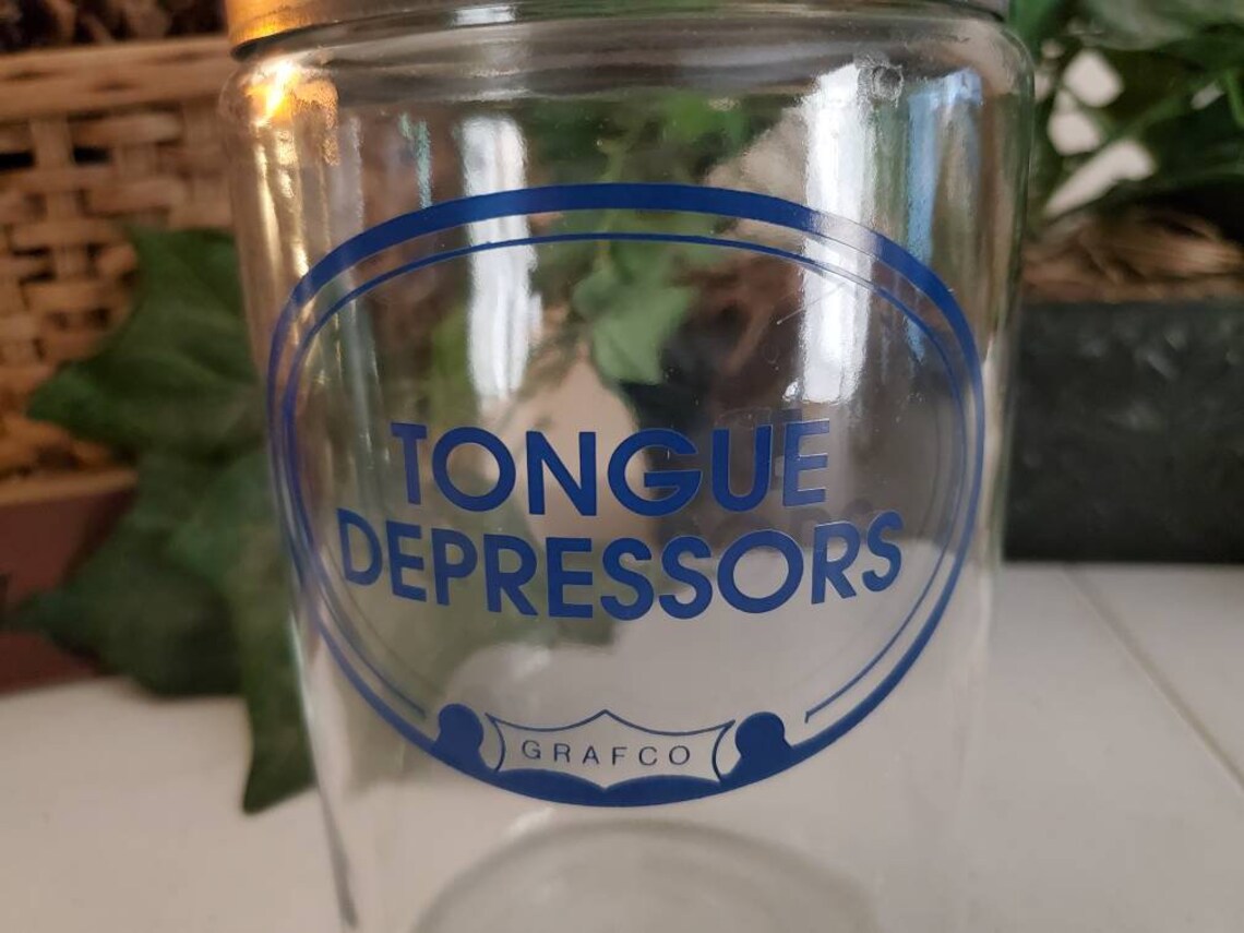 Vintage Glass Tongue Depressor Jar With Lid / Vintage Medical Etsy