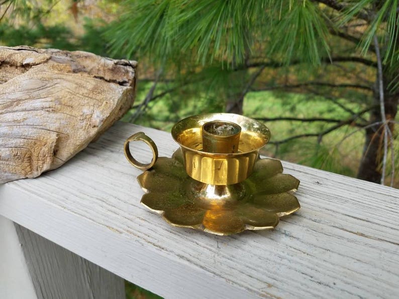 Brass Finger Loop Candle Holder Flower Shaped with Thumb Rest Etsy