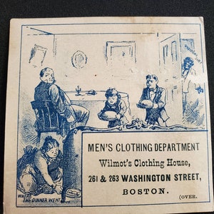 Wilmot&#39;s Clothing House Men&#39;s & Boy&#39;s Victorian Trade Cards Antique Advertising Trade Cards