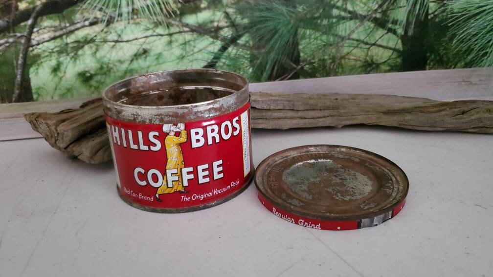 Small 1/2 Lb Hills Bros Coffee Can With Lid 1952 Advertising