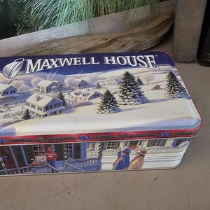 1997 Maxwell House Rectangular Tin Vintage Coffee Container Kitchen Decor Gift Tin for Coffee Lover  #4528