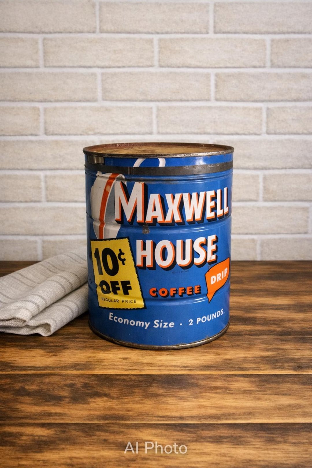 Vintage Maxwell House Coffee Can: 1940s Advertising, Farmhouse