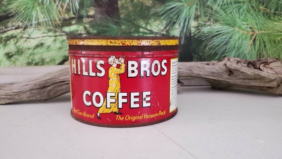 Hills Bros Coffee Can With Original Lid, 1950's Advertising Coffee