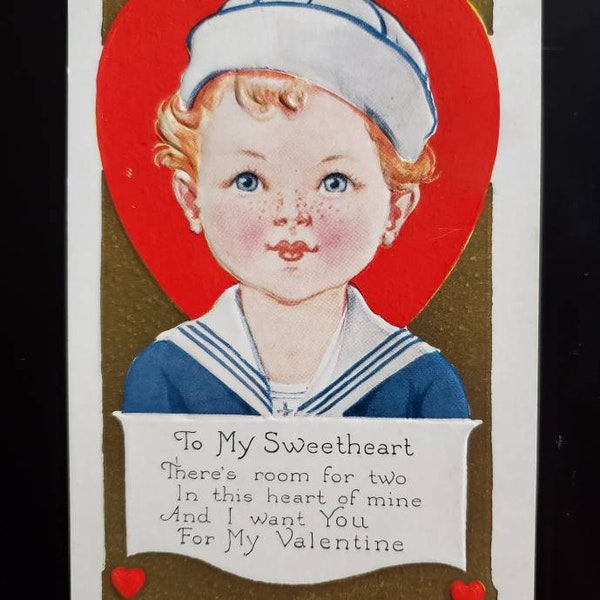 Sailor Boy Valentine Postcard Embossed / Antique Ephemera Carrington Company Chicago, Illinois