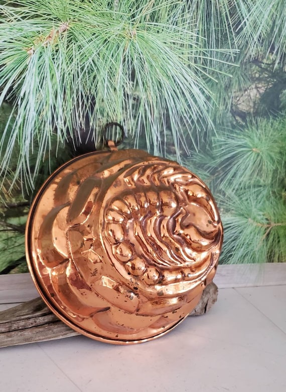 Antique Copper Aspic Mold Raised Scorpion Design Tin Lined Vintage