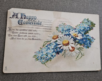 A Happy Eastertide Forget Me Not Cross Embossed Raphael Tuck and Sons Postcard: Collectible Ephemera