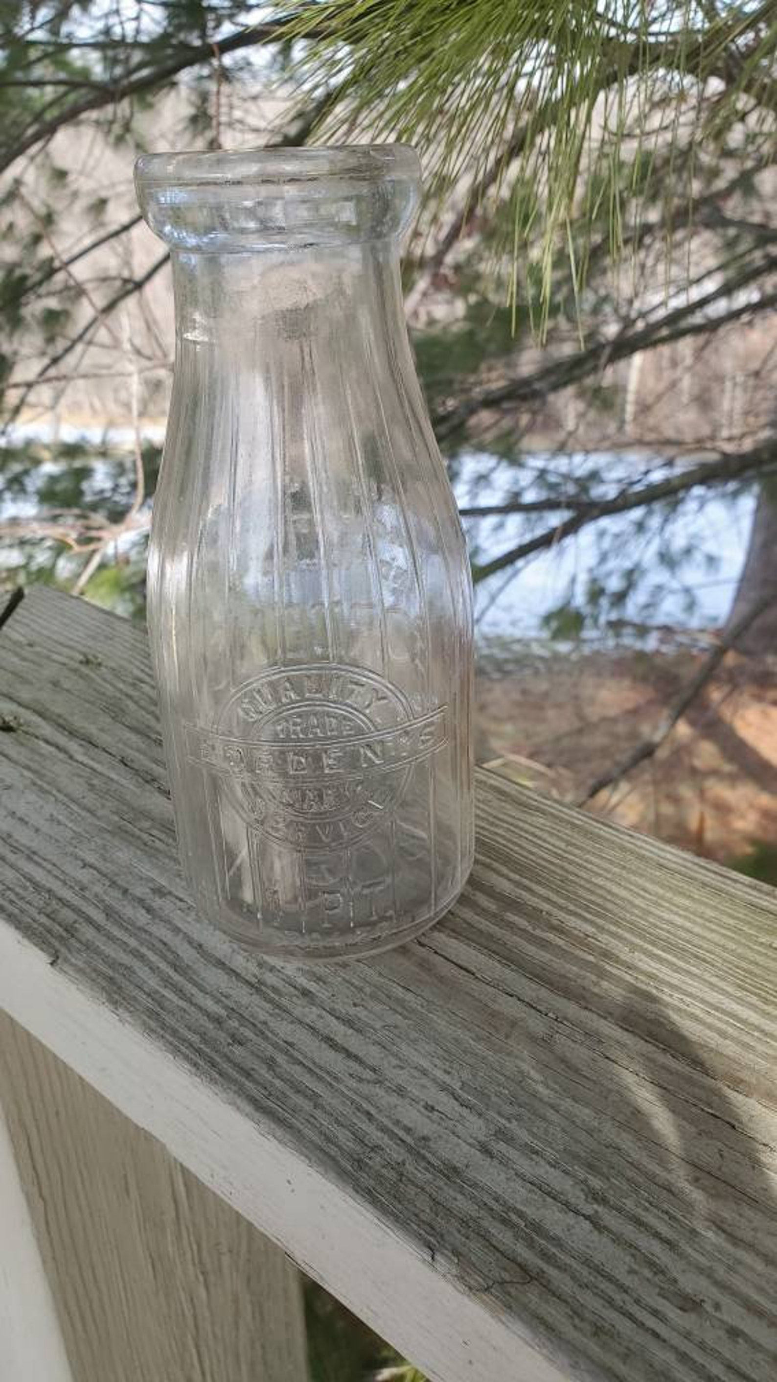 BORDEN'S Ribbed Pint Clear Glass Embossed Milk Bottle - Etsy
