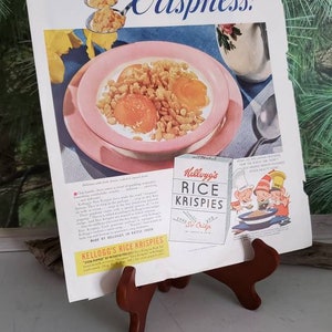 1940s Rice Krispies Magazine Ad Featuring Snap! Crackle! & Pop! Vintage Frameable Wall Art Collectible Ephemera