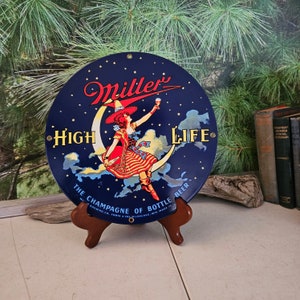 Miller High Life Beer Ande Rooney Sign Vintage Advertising Sign Round Porcelain Enameled Beer Advertising Sign   #3799