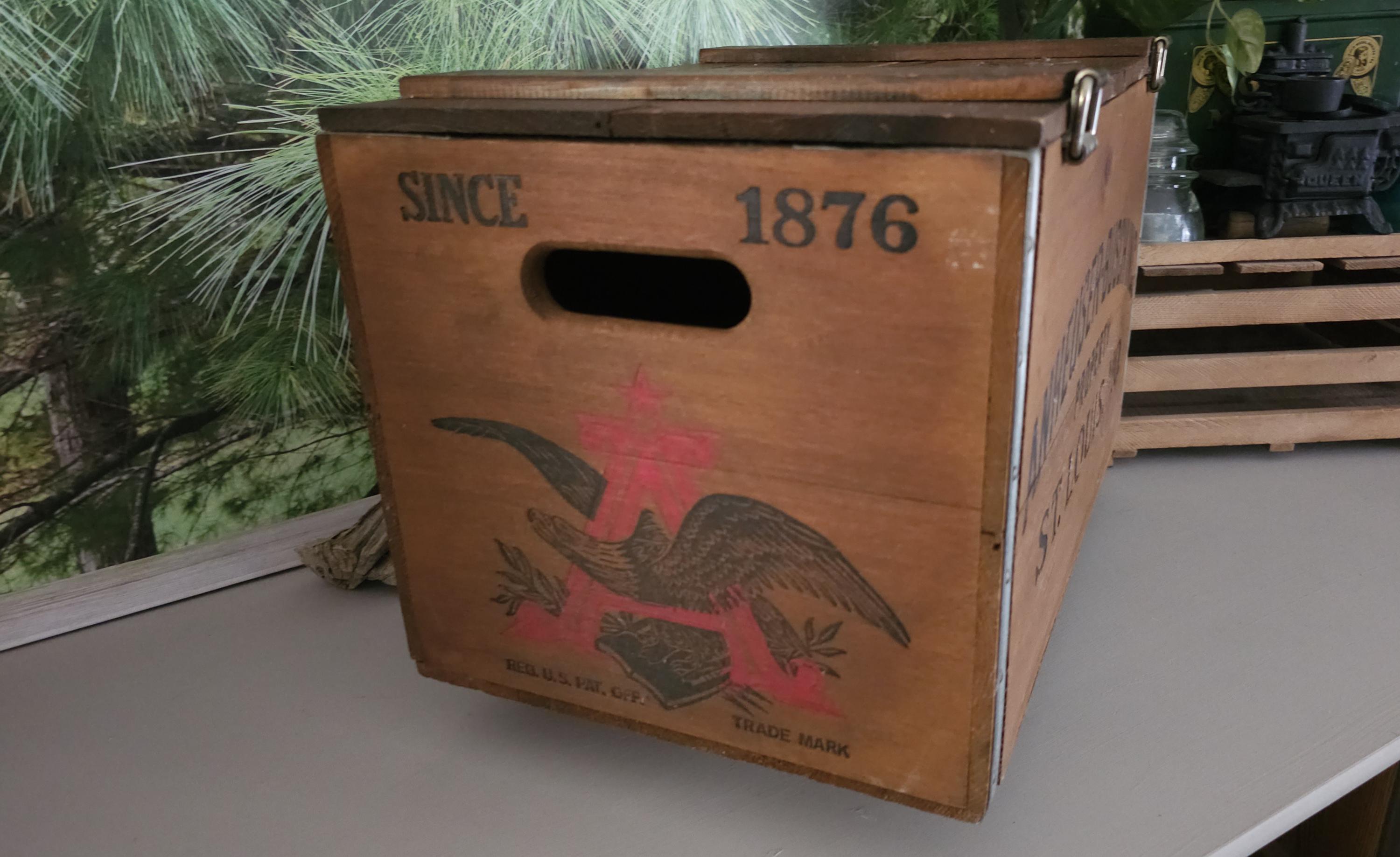 ★Budweiser ヴィンテージ木箱 Anheuser-Busch★ Vintage Budweiser Wooden Crate Box Centennial 1876-1976