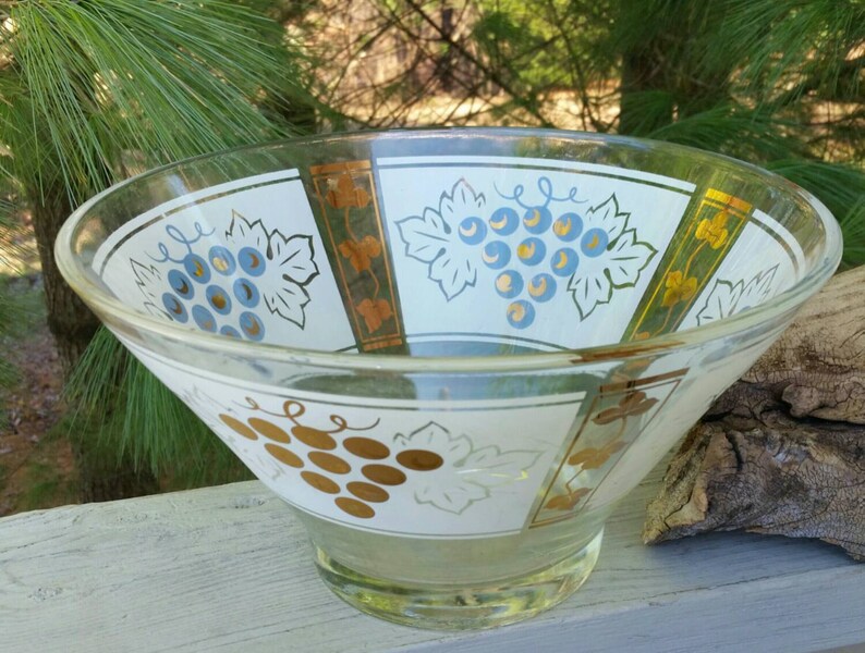 Vintage Golden Grapes Large Serving Bowl Etsy