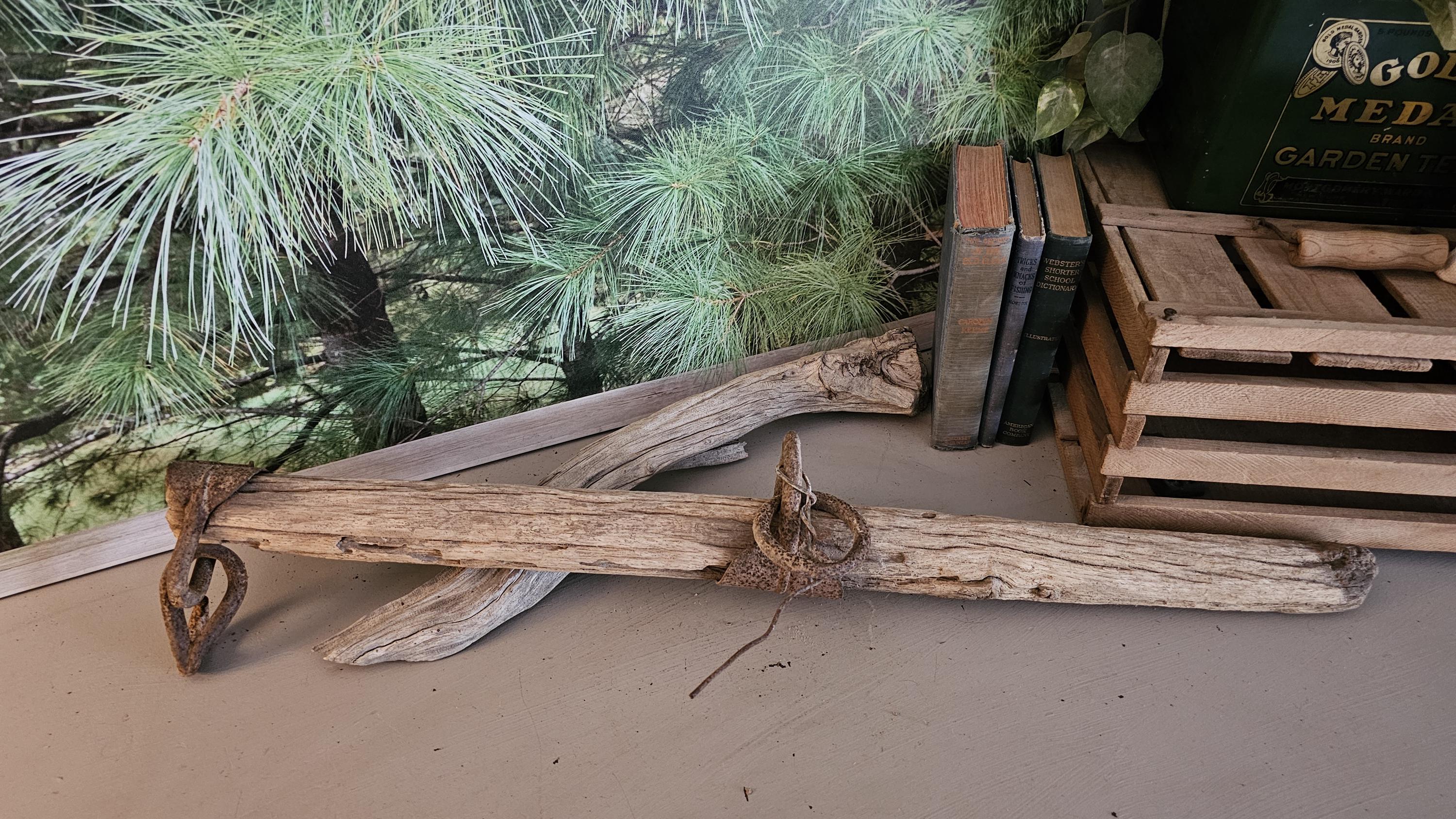 Distressed Antique Single Tree Primitive Farmhouse Decor Rustic Photo Prop Farmhouse Decor  #4707