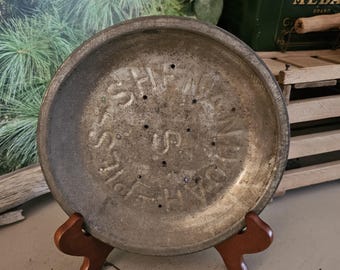 Antique Shenandoah Steel Pie Pan, Perforated Baking Tin, Farmhouse Decor #5022