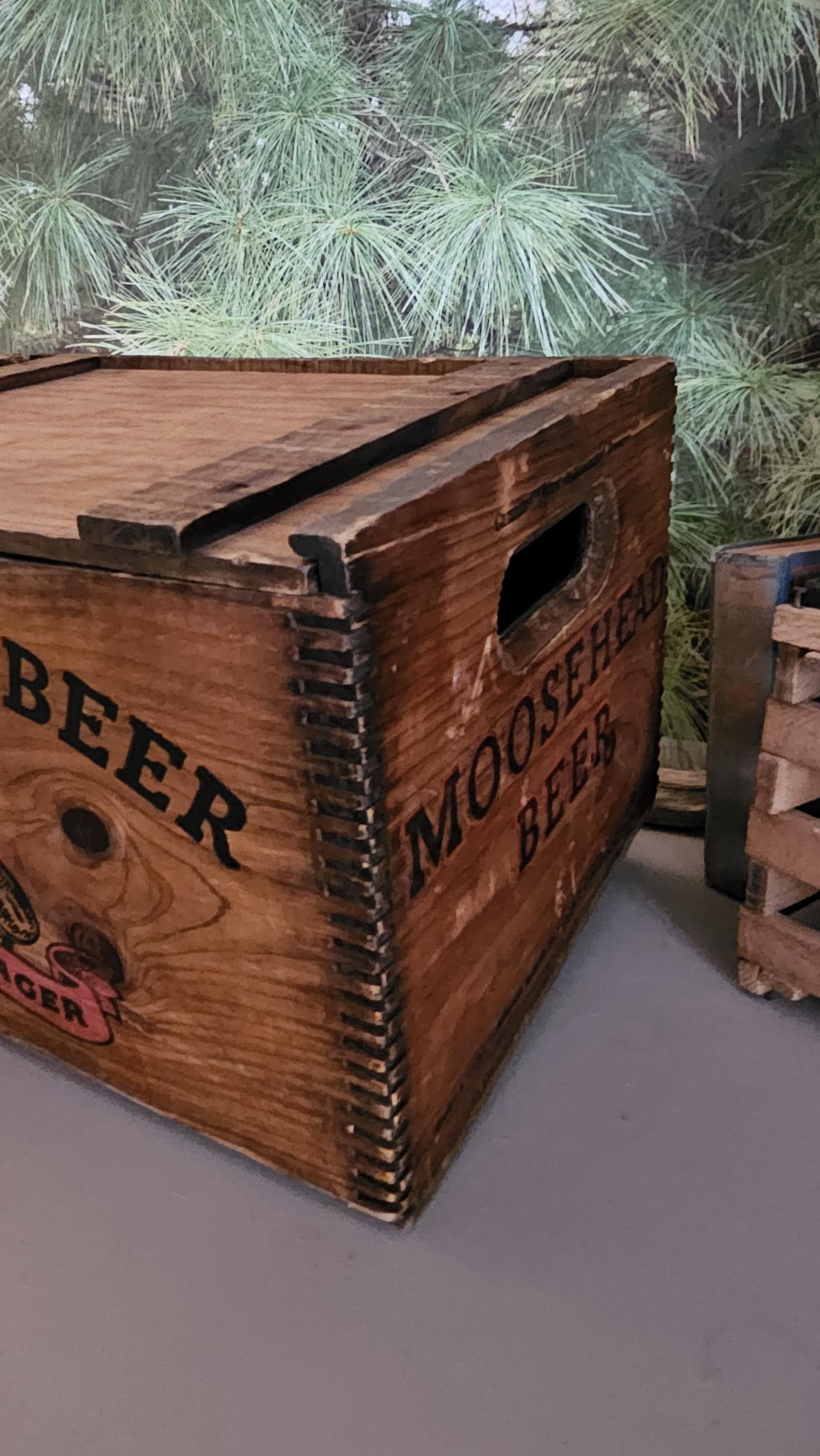 MOOSEHEAD BEER 木箱　アメリカンヴィンテージ 1098 ビンテージ 蓋付き 木箱 収納ボックス キャンプギア Moosehead