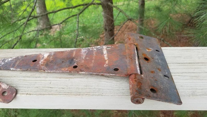 Large Door Strap Hinges Chipped Paint /& Rusty Set of 2 Rustic Hardware #9