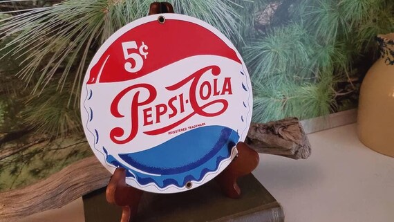 Vintage Ande Rooney Pepsi Cola Porcelain Sign: 8 Inch Soda