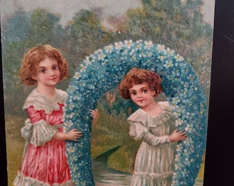 Antique Postcard Young Girls Birthday Greetings / Ephemera / Collectible Postcard / Gift for Her