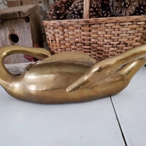 Brass Double Swan Planter / Heavy Solid Brass Double Swan Planter / Brass Birds Home Decor