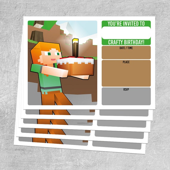 Articles De Fete Minecraft Fete D Anniversaire Carte Postale Invitations Avec Enveloppes Lot De 8 Maison