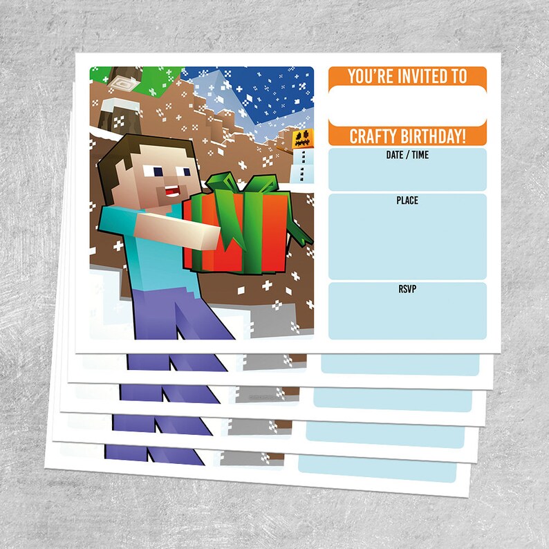 Articles De Fete Minecraft Fete D Anniversaire Carte Postale Invitations Avec Enveloppes Lot De 8 Maison