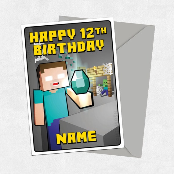 Tarjeta De Feliz Cumpleaños De Minecraft En Blanco Invitacion Para