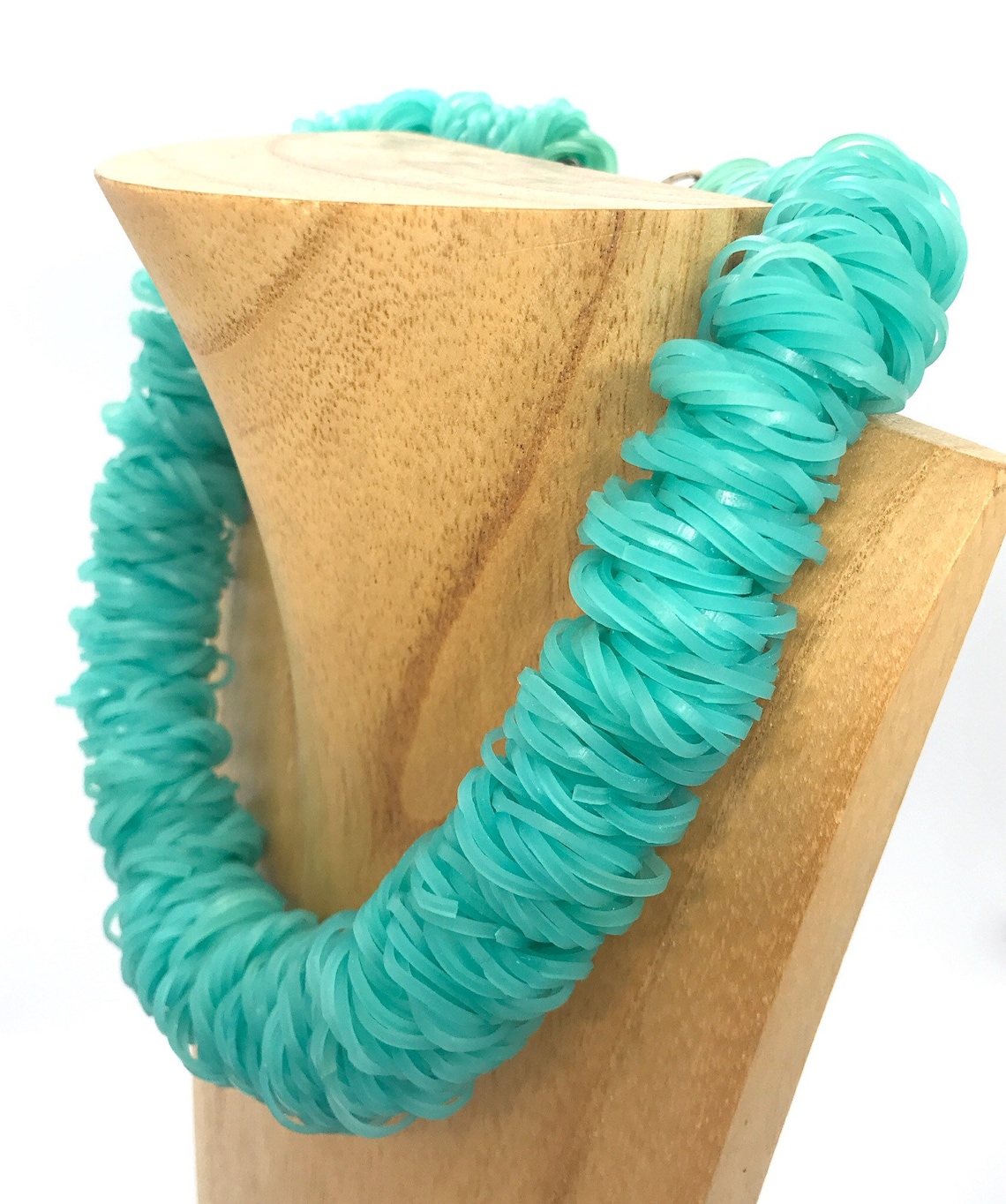 Bands necklace neon turquoise recycled rubber band statement Etsy