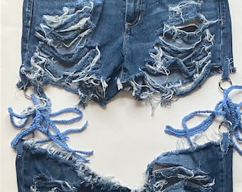 Distressed Cut Out Pants