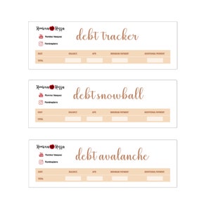 Rastreador de Deudas / Bola de Nieve de La Deuda / Avalancha de Deudas 7x9, 8.5x11, Petite Monthly Planner