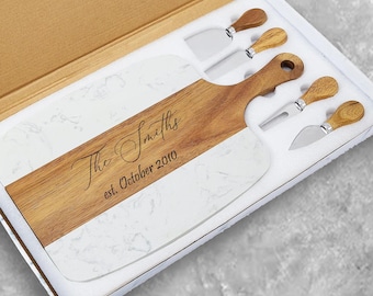 Engraved Marble Charcuterie Board set- Customized marble board set