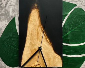 Beautiful wood  and resin Wall Clock / One of a kind clock with real Olive wood