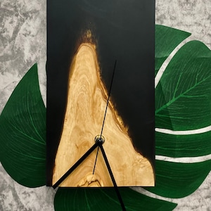 Beautiful wood  and resin Wall Clock / One of a kind clock with real Olive wood