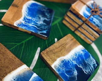 Beautiful Wood and Resin Coasters / Coaster Set