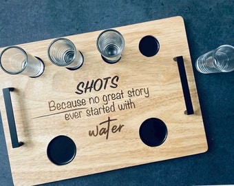 Drink shots set - board + glasses - Funny shots tray