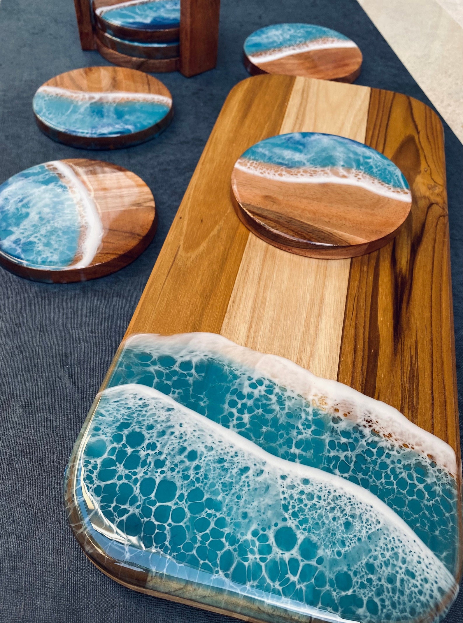 Beautiful Wood and Resin Coasters / Coaster Set Etsy