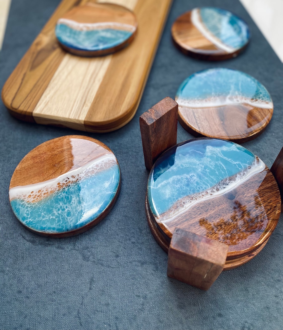 Beautiful Wood and Resin Coasters / Coaster Set Etsy