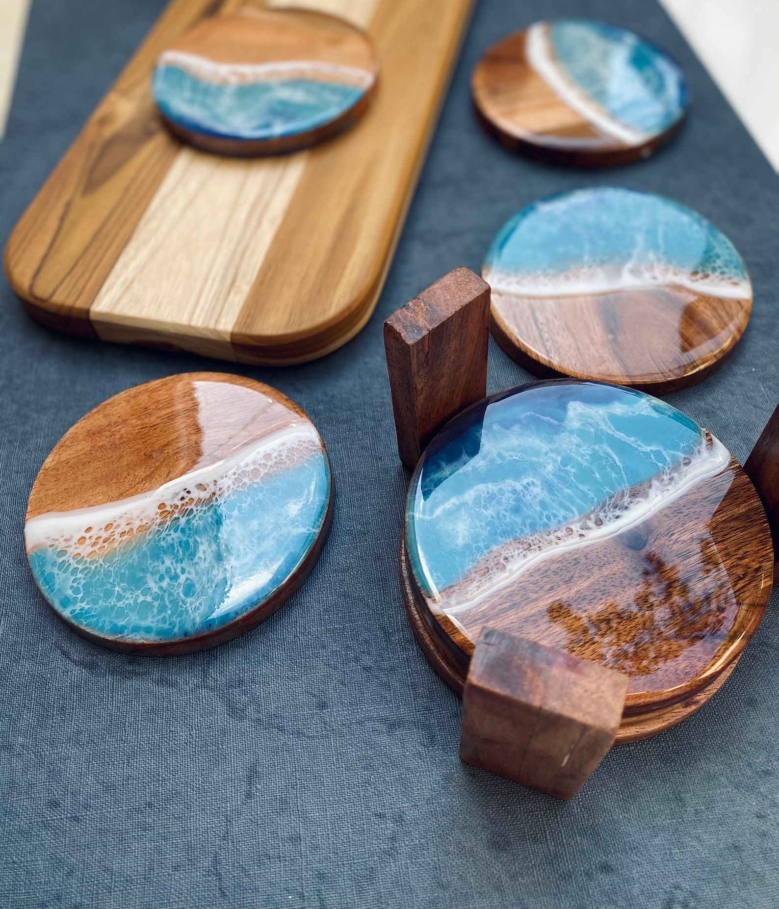 Beautiful Wood and Resin Coasters / Coaster Set Etsy
