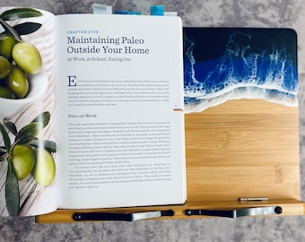 Unique Cook book holder / stand with Resin waves
