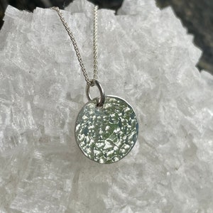 Sterling Silver Hammered Disk Charm Necklace Pendant