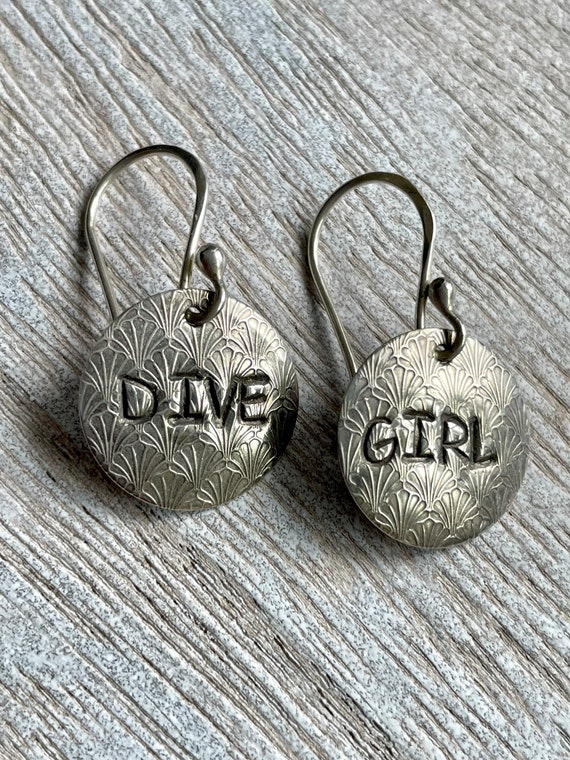 Sterling Silver Disk Earrings Scuba Dive Diving Etsy