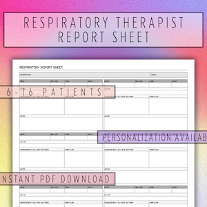 Respiratory Therapist Report Sheet - Downloadable PDF