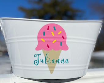 Personalized 'Ice Cream Cone' Baskets, Easter Basket, Personalized Bins - Available in several basket colors!